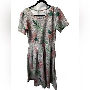 LuLaRoe Floral Patterned Midi Dress - Green and Red
